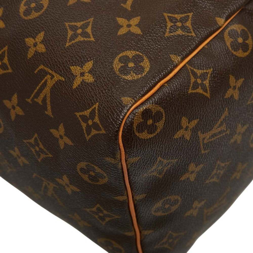 LOUIS VUITTON Authentic Brown Monogram Leather Speedy 35 Boston Bag - Picture 6 of 12